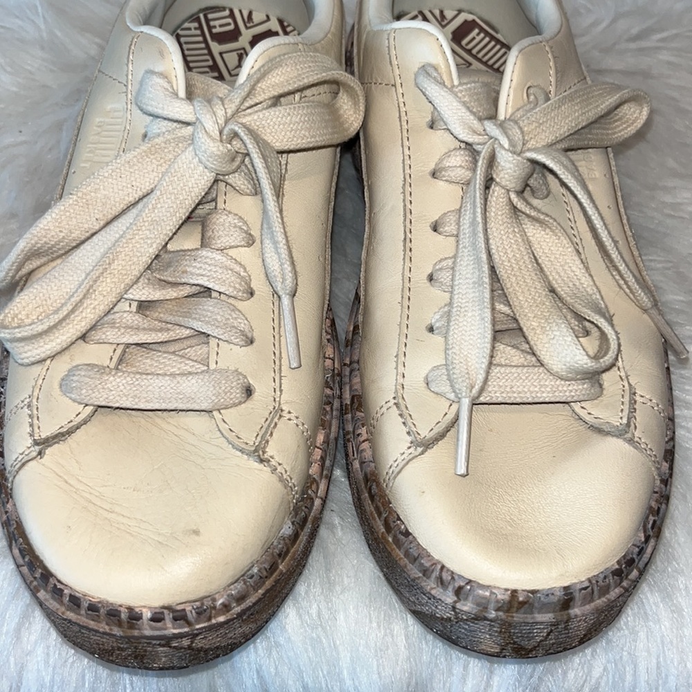 PUMA Vanilla Cream Trace Mimicry Leather Platform Sneaker  8.5 skater y2k grunge - Picture 4 of 13